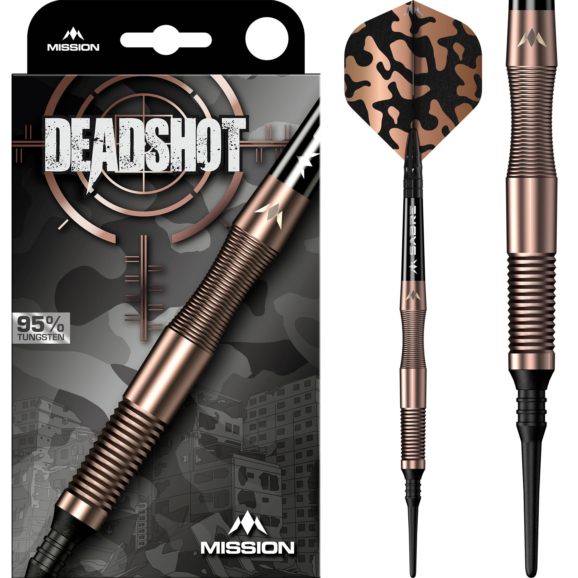 Mission Dead Shot Darts - Soft Tip - 95% Tungsten - Bronze - 19g