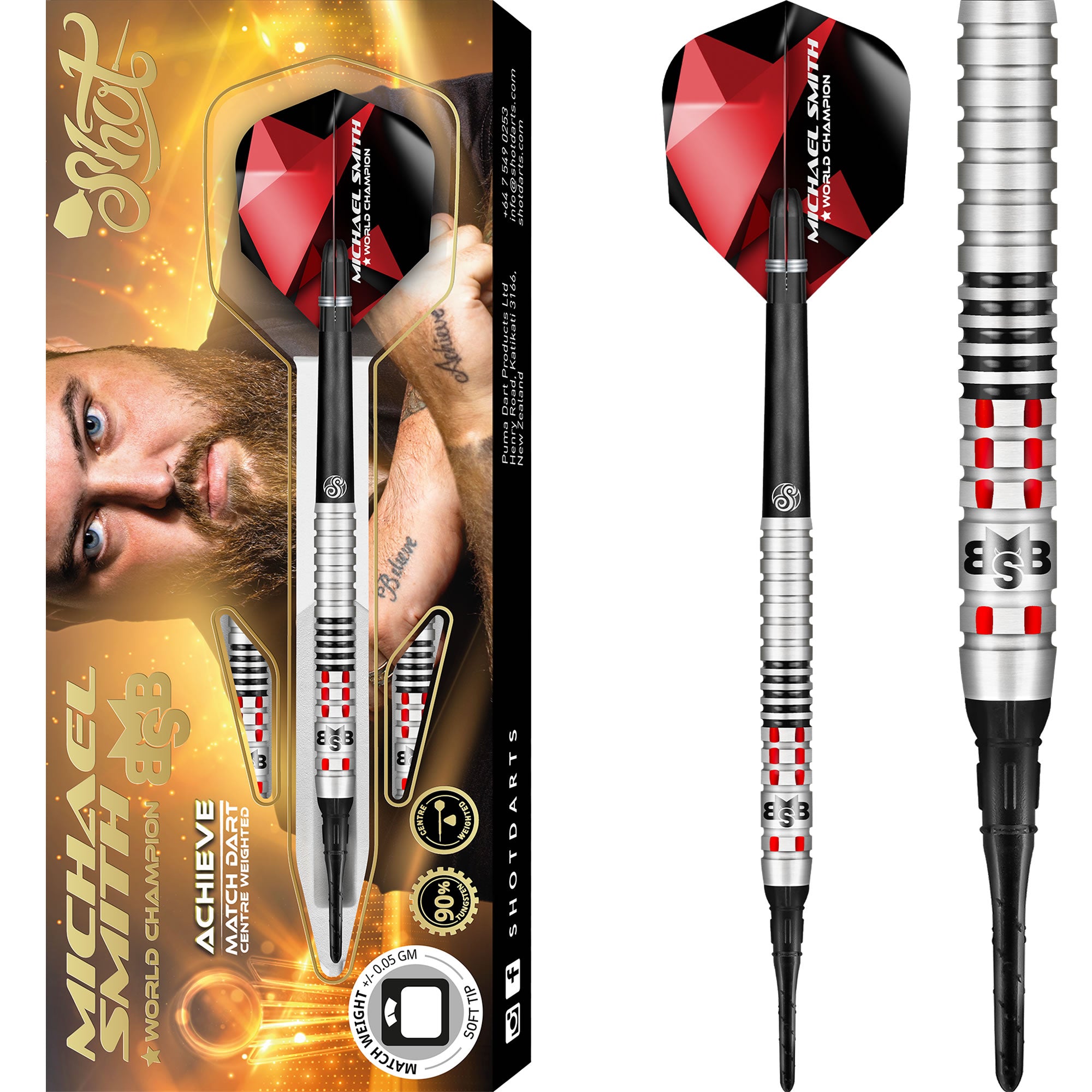 Shot Michael Smith Darts Soft Tip Tungsten Centre Weighted Bully