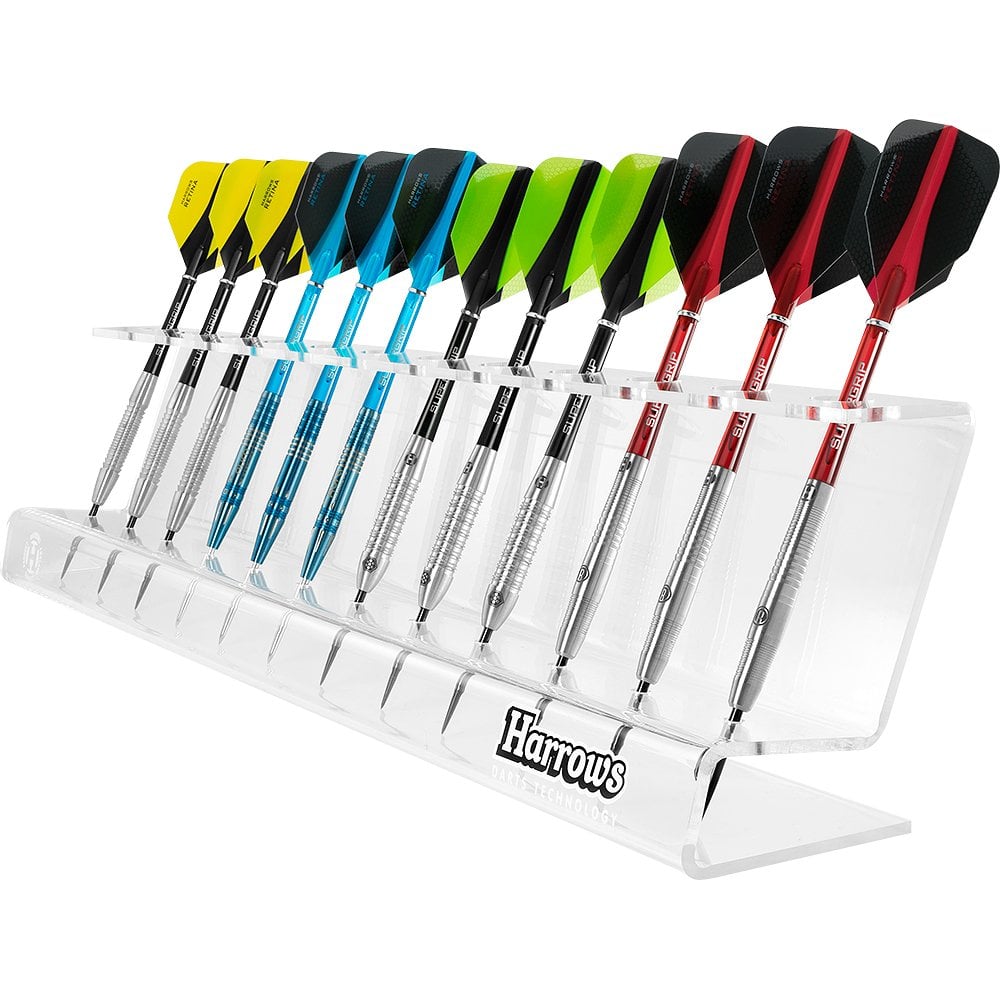 Harrows Acrylic Dart Display Stand 12 darts Angled Design H12