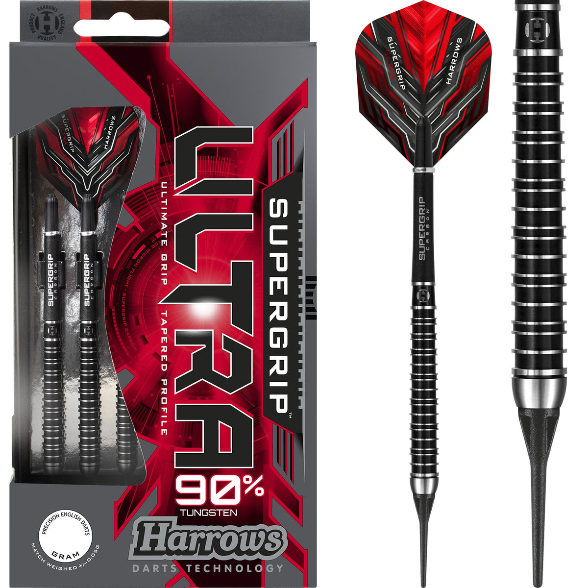 Harrows Supergrip Ultra Darts Soft Tip Black