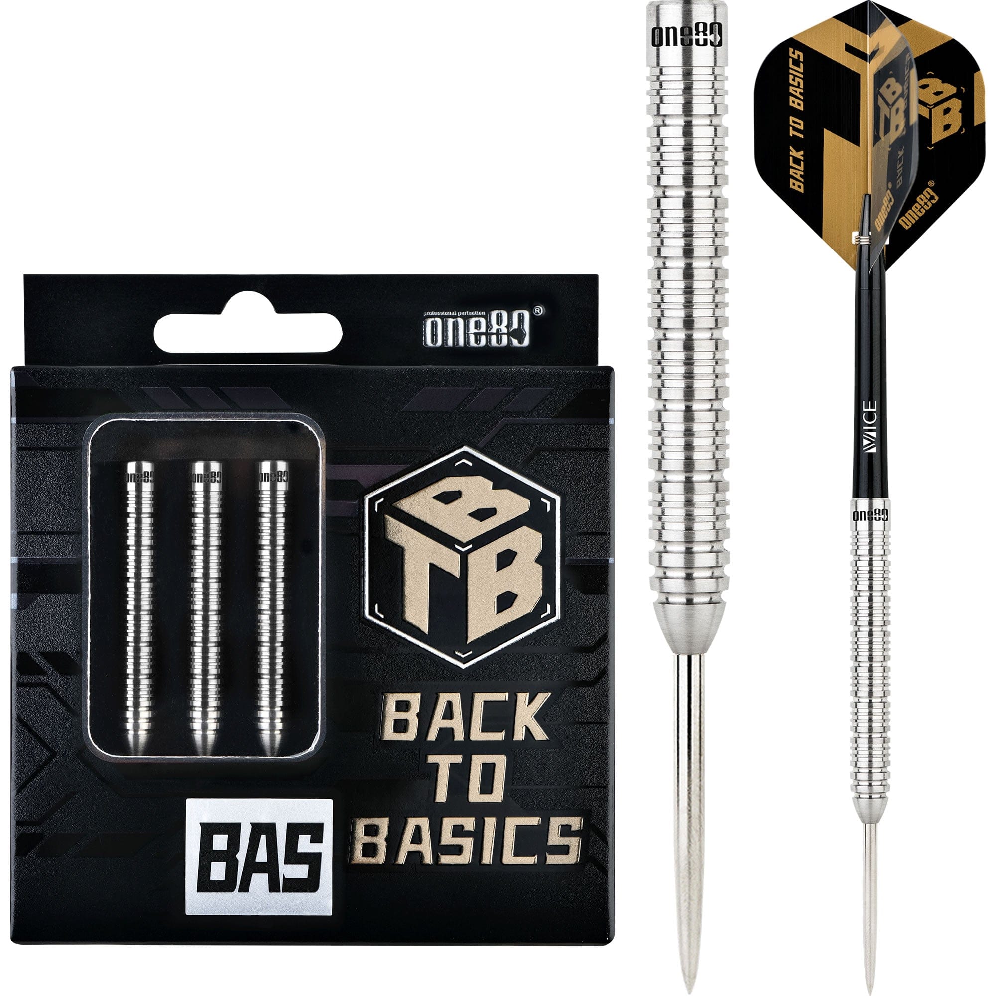 One80 Back To Basic Darts - Steel Tip - BAS - Natural - Ringed