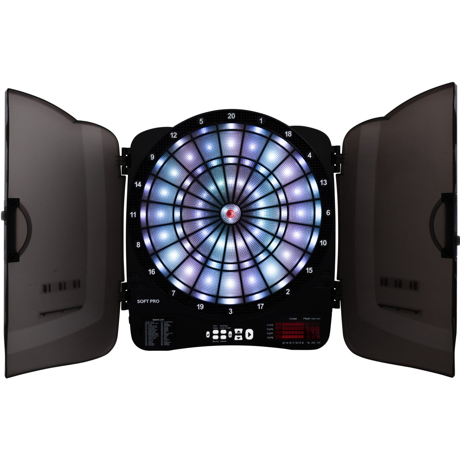 XQMax Electronic Dartboard in Cabinet Multiplayer with 6 Darts 48 Games Bern
