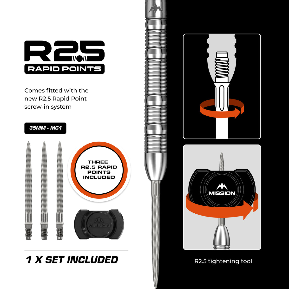 Mission BLUPRNT R2.5 Darts - Steel Tip - 90% Tungsten - SHAPD
