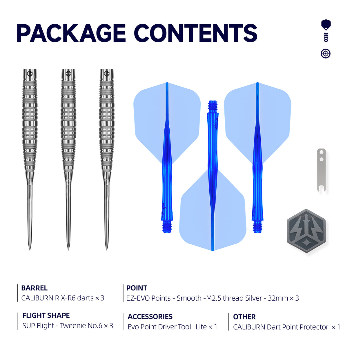 Caliburn Rix Darts - Steel Tip - 90% Tungsten - R6