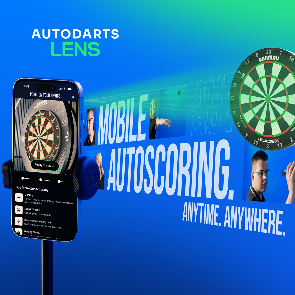 Winmau Autodarts Tripod Bundle - Travel Stand & 12 Month Lens Subscription