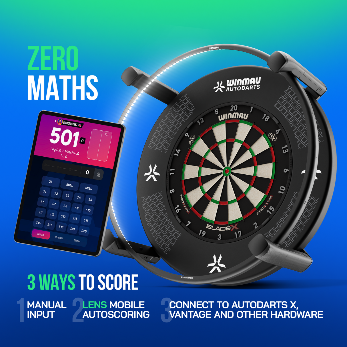 Winmau Autodarts Tripod Bundle - Travel Stand & 12 Month Lens Subscription