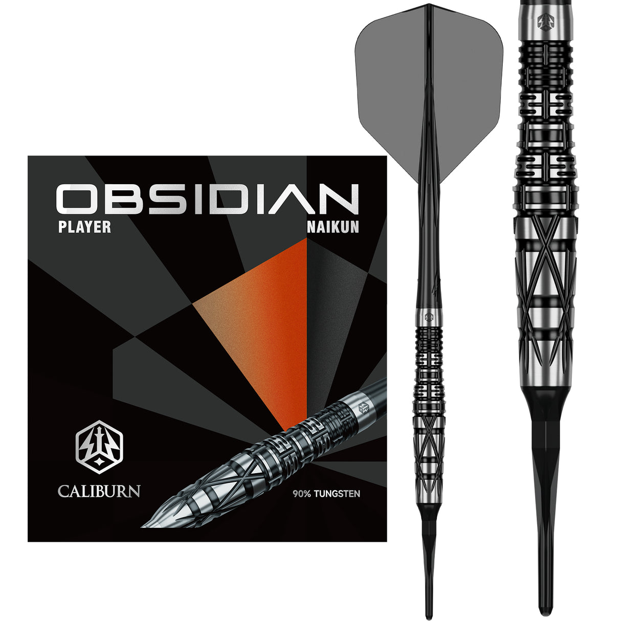 Caliburn Players Darts - Soft Tip - 90% Tungsten - Obsidian: Naikun