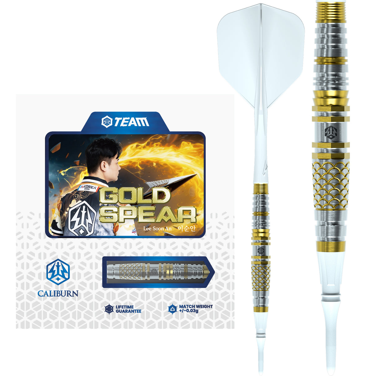 Caliburn Players Darts - Soft Tip - 90% Tungsten - Gold Spear