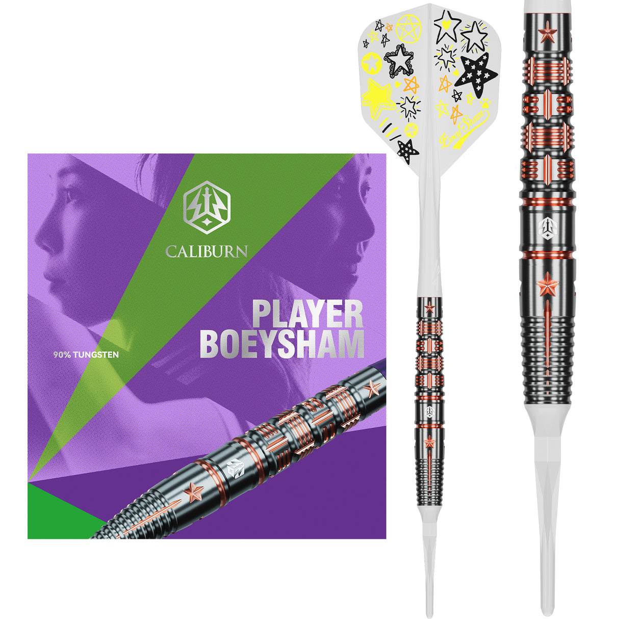 Caliburn Players Darts - Soft Tip - 90% Tungsten - Boeysham