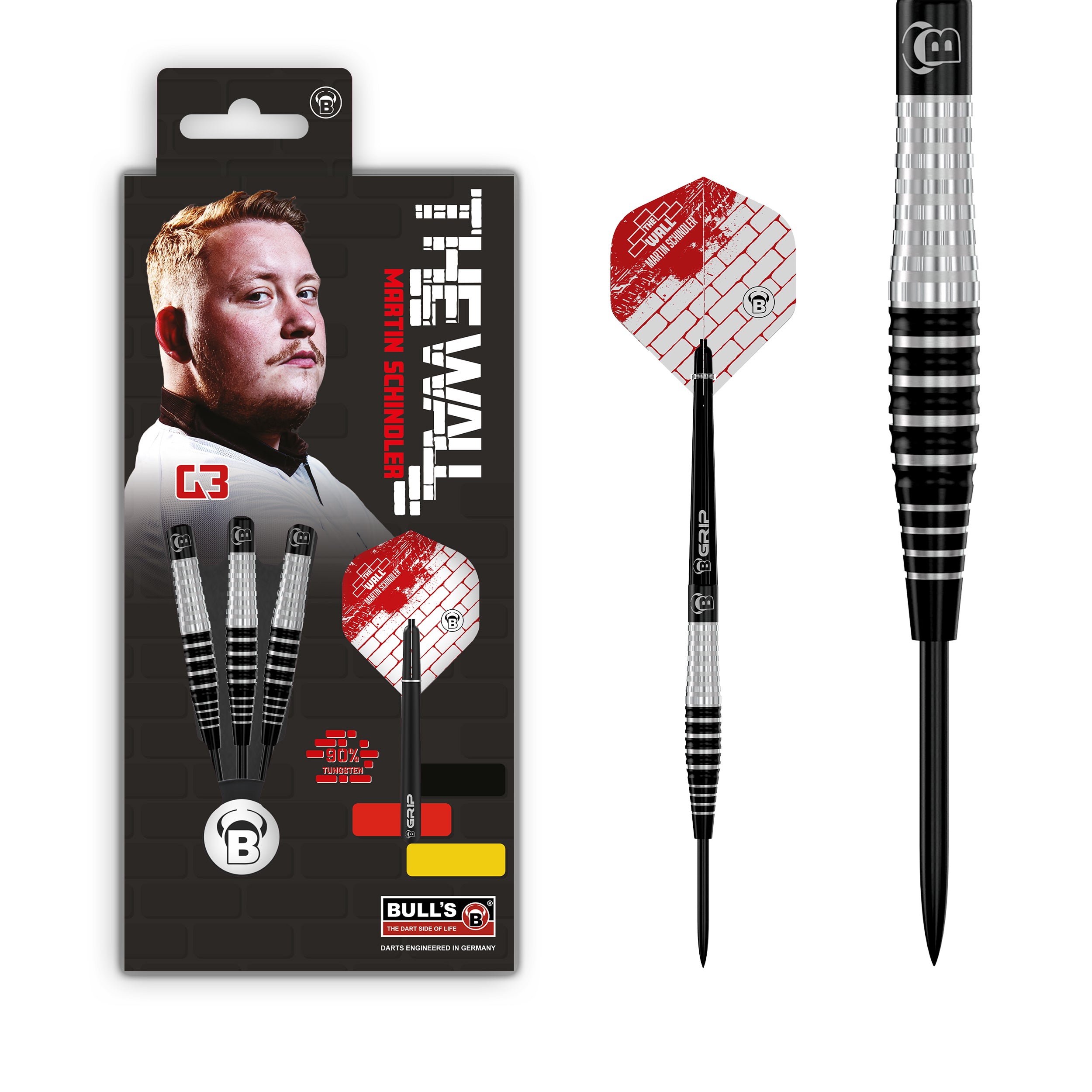 MARTIN SCHINDLER THE WALL G3スティールダーツ 23g BULL'S Martin Schindler Darts - Steel Tip - 90% Tungsten - G3