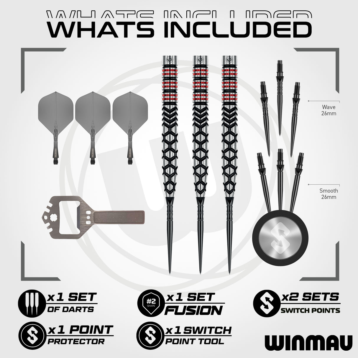 Winmau Fornax Switch Darts - Steel Tip - 90% Tungsten - Tapered