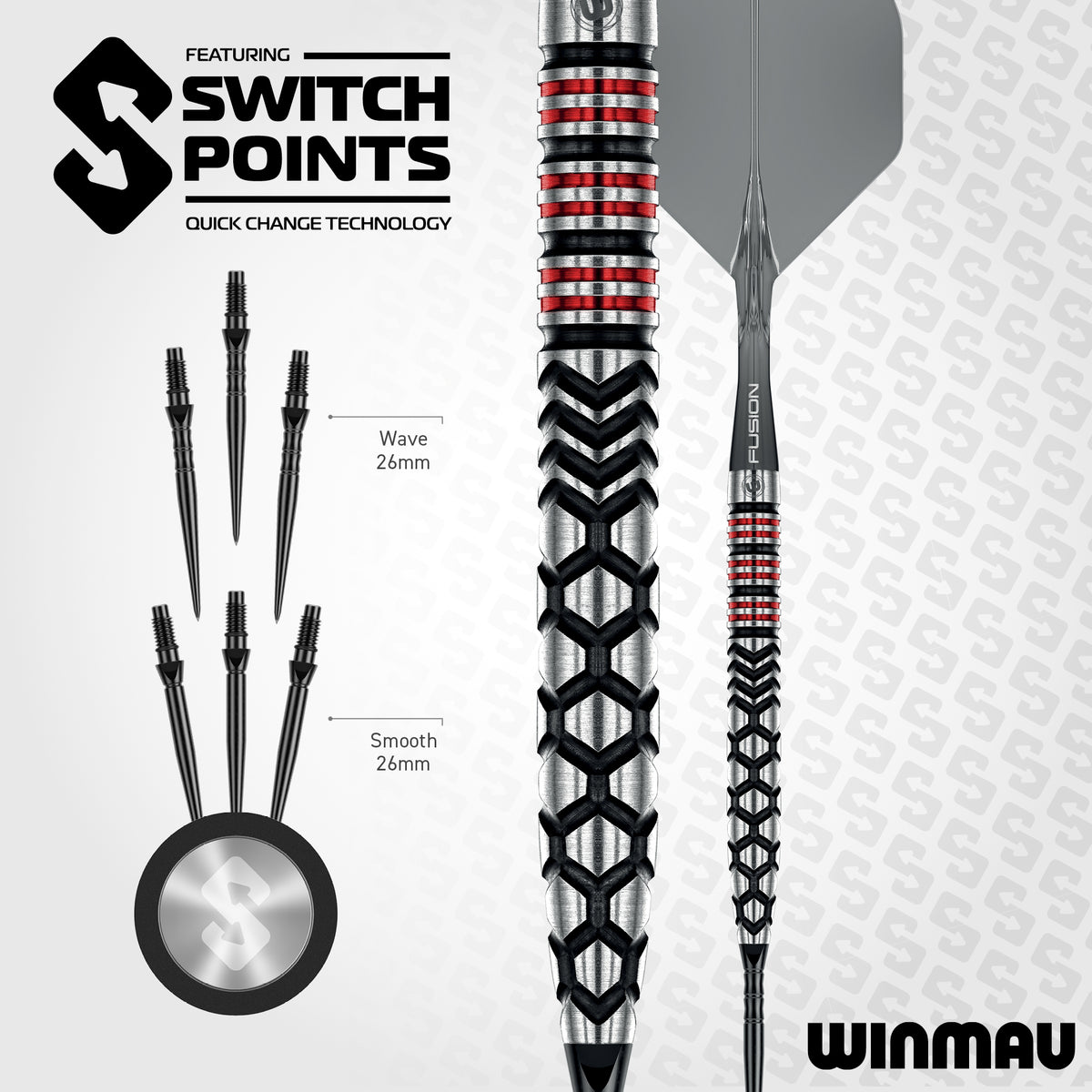 Winmau Fornax Switch Darts - Steel Tip - 90% Tungsten - Tapered