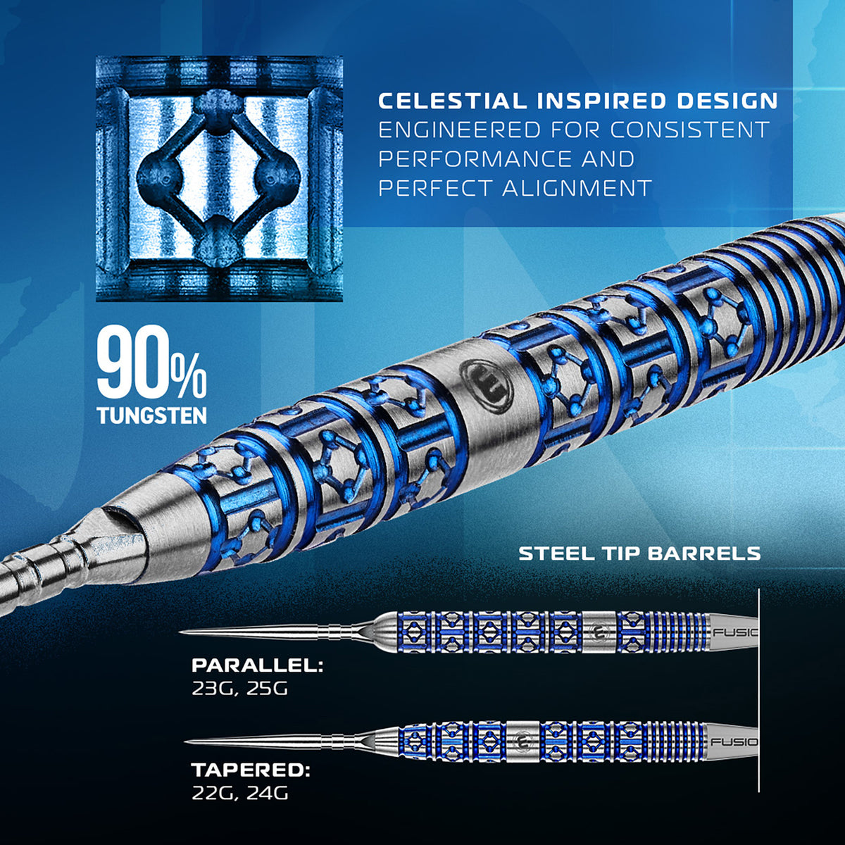 Winmau Lunaris Switch Darts - Steel Tip - 90% Tungsten - Tapered