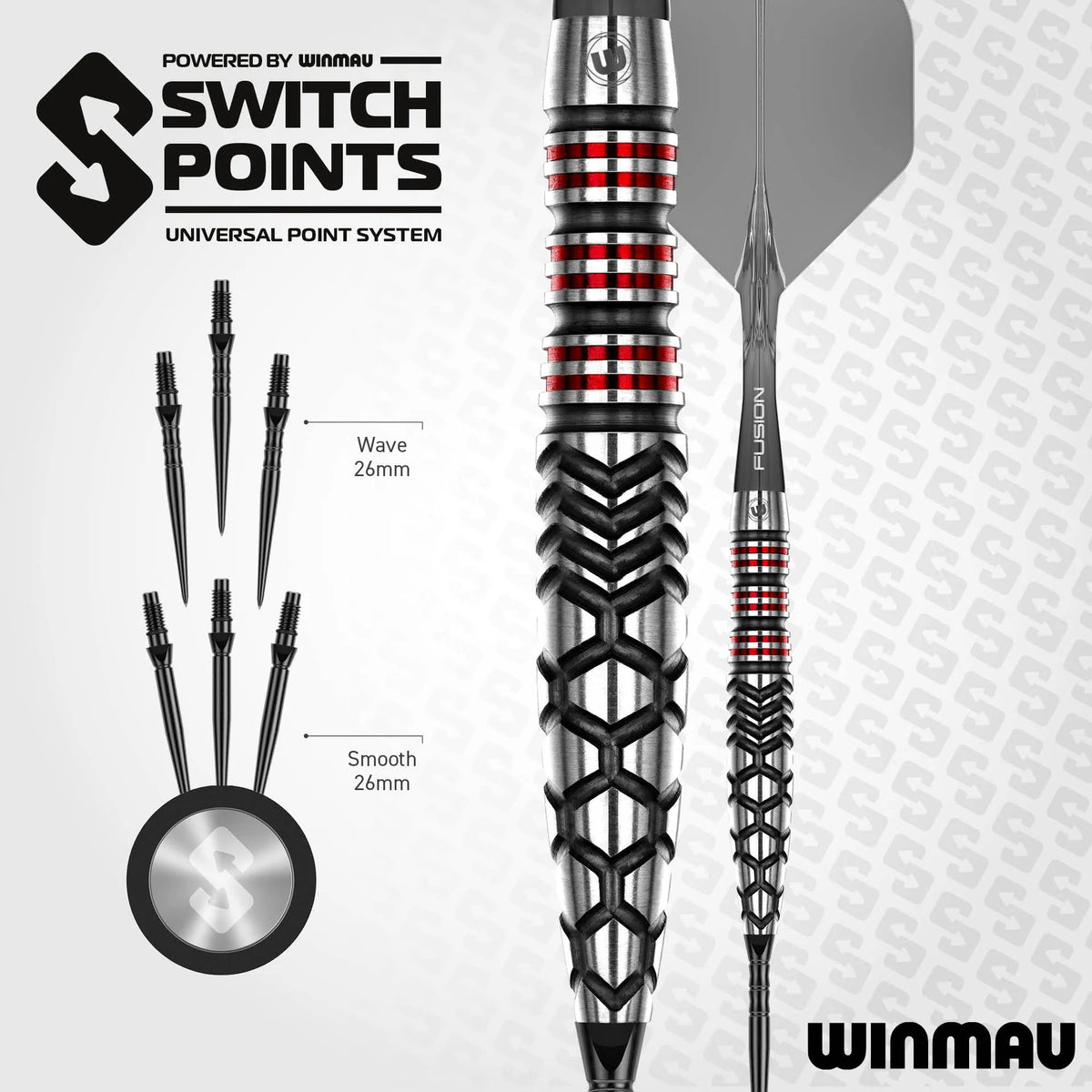 Winmau Fornax Switch Darts - Steel Tip - 90% Tungsten - Torpedo