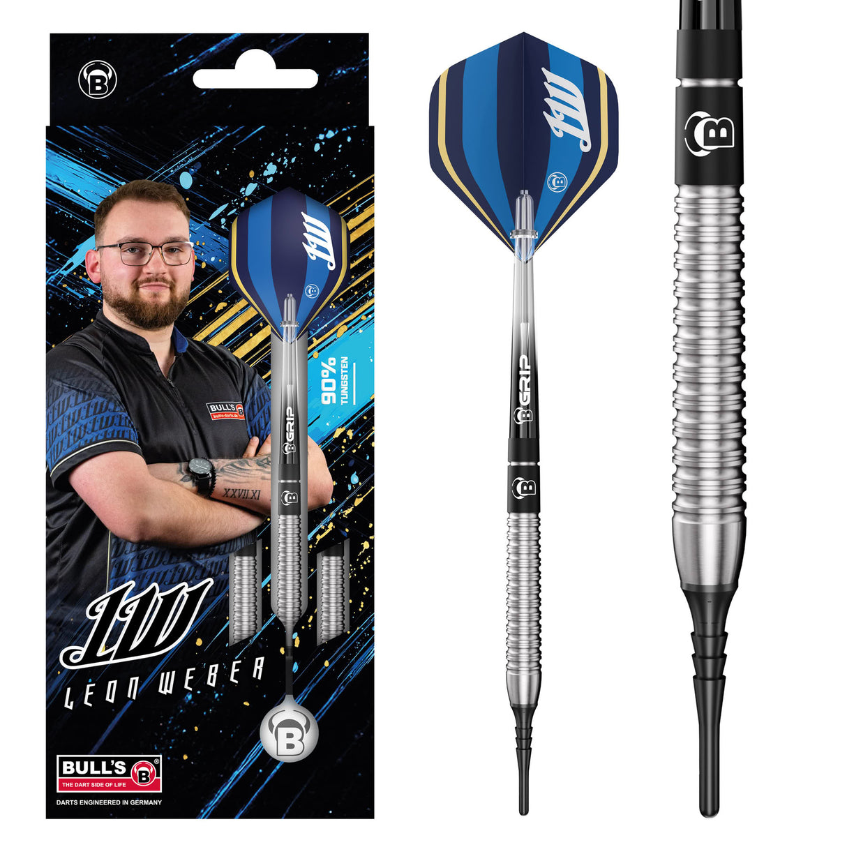 BULL'S Leon Weber Darts - Soft Tip - 90% Tungsten