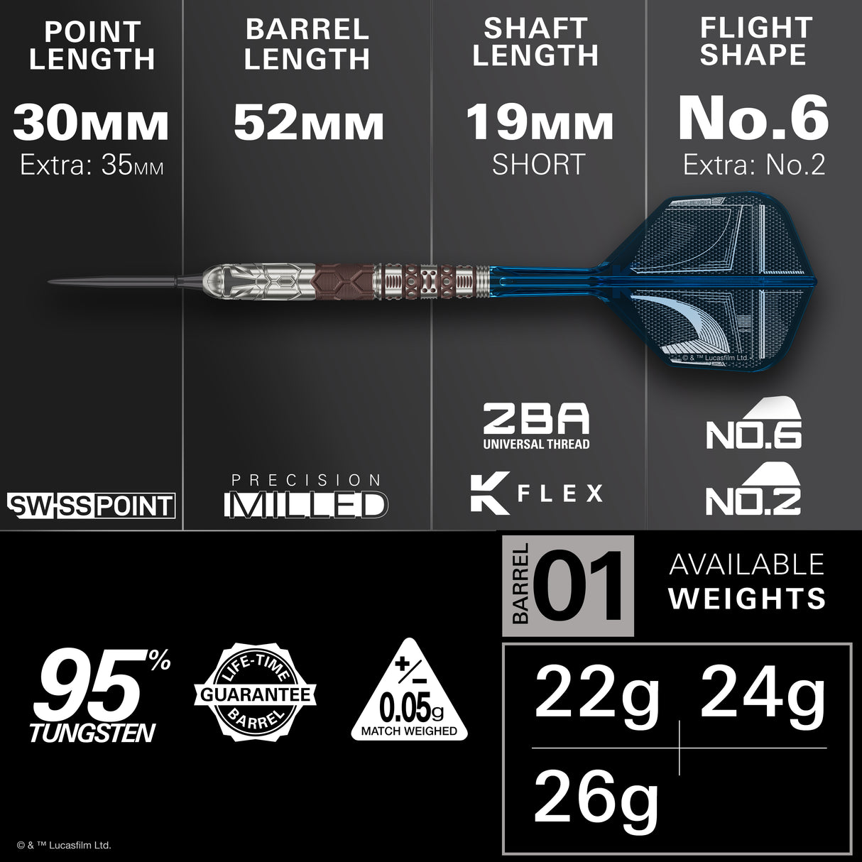 Target Star Wars Darts - Steel Tip - 95% Tungsten - The Mandalorian