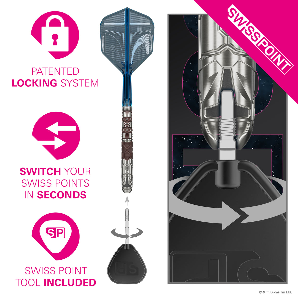Target Star Wars Darts - Steel Tip - 95% Tungsten - The Mandalorian