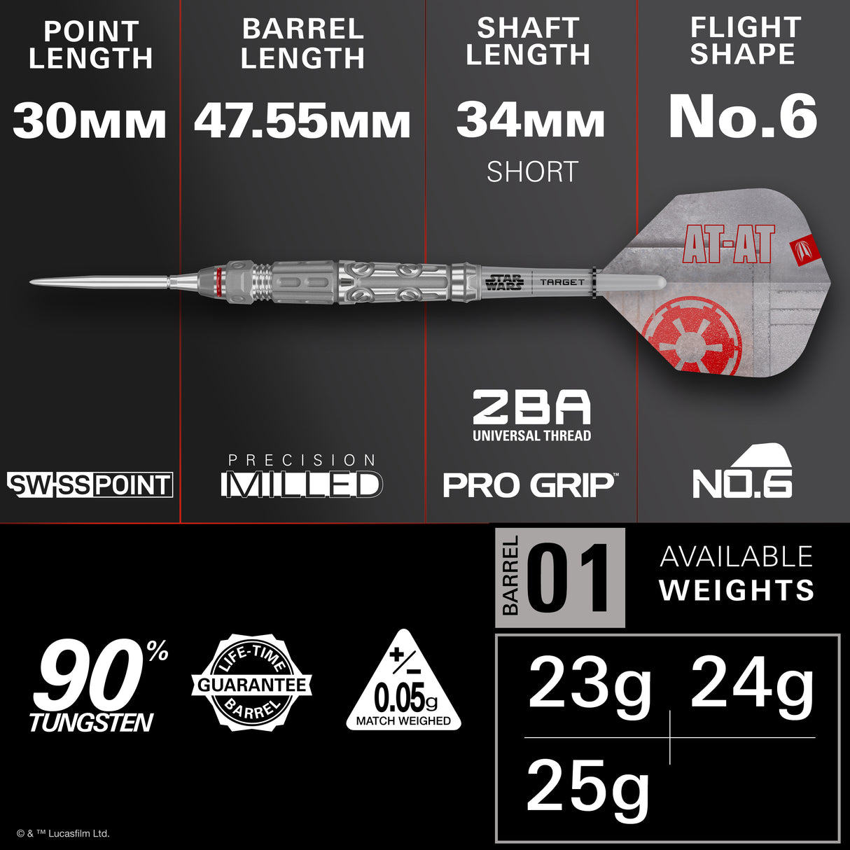 Target Star Wars Darts - Steel Tip - 90% Tungsten - AT-AT