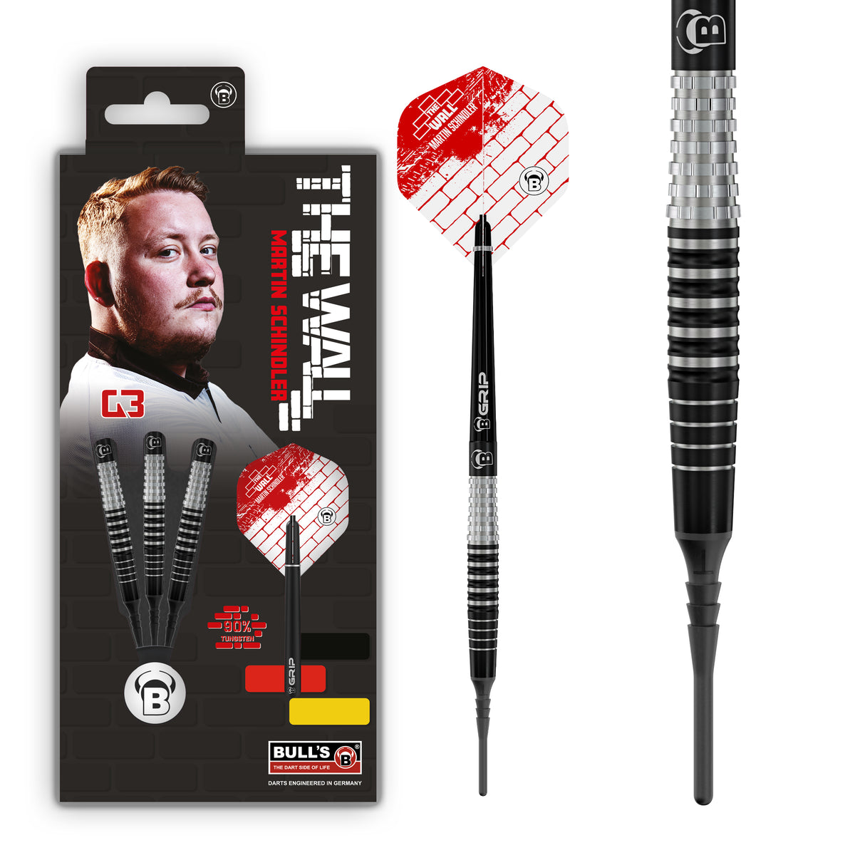 BULL'S Martin Schindler Darts - Soft Tip - 90% Tungsten - G3