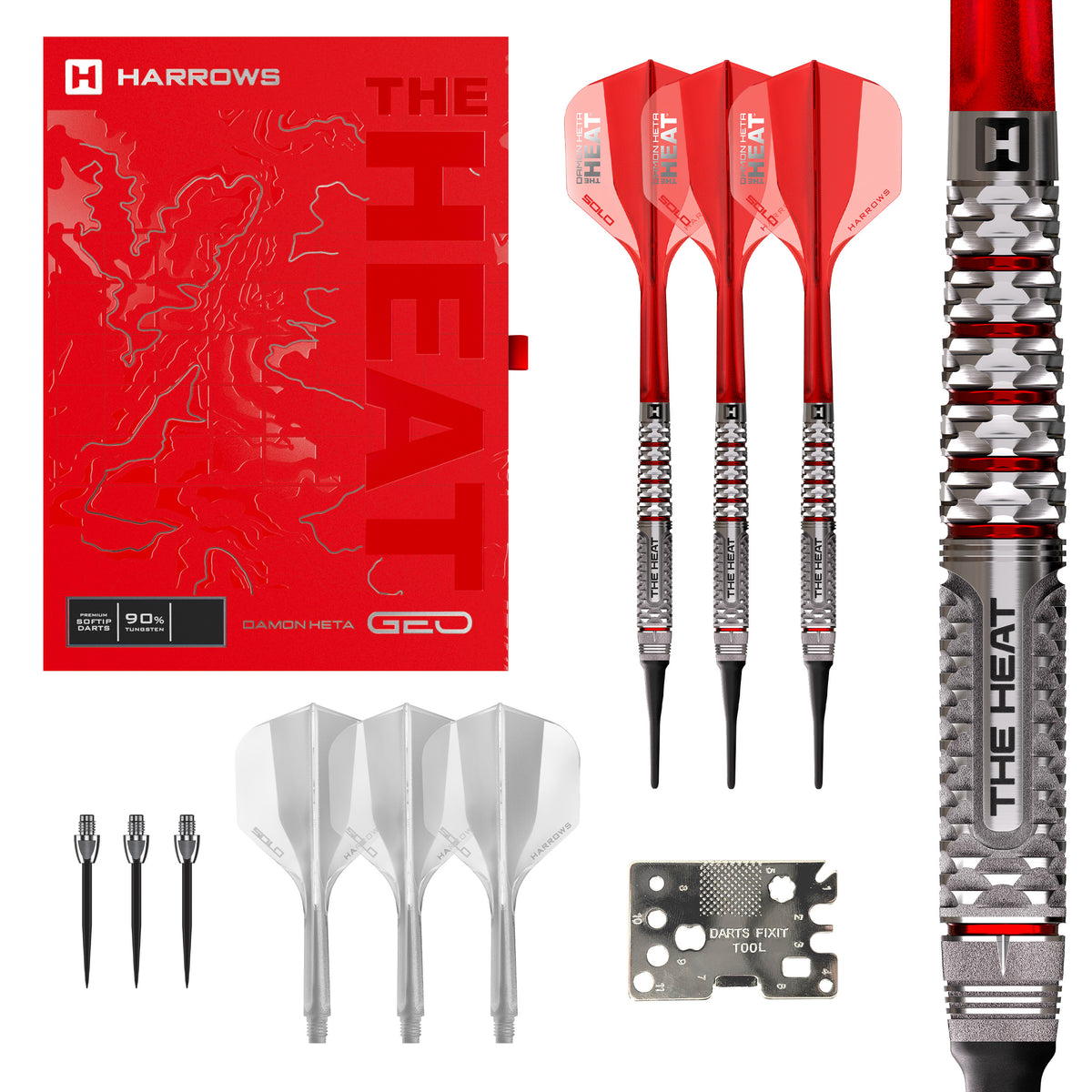 Harrows Damon Heta Darts - Soft Tip - 90% Tungsten - Geo