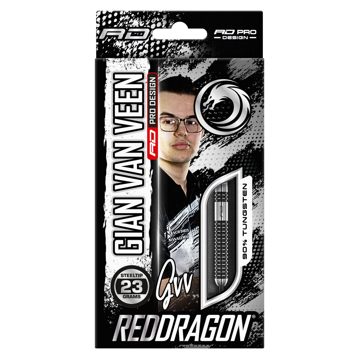 Red Dragon Gian van Veen Darts - Steel Tip - 90% Tungsten - Axis SE