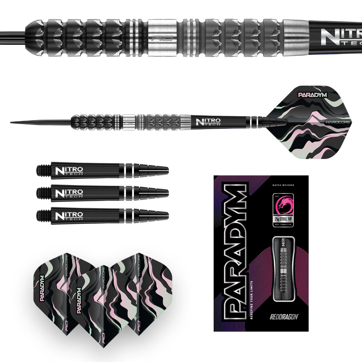 Red Dragon Paradym Darts - Steel Tip - 90% Tungsten - Parallel
