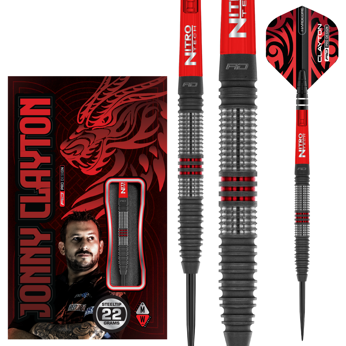 Red Dragon Jonny Clayton Darts - Steel Tip - 90% Tungsten - Hiraeth