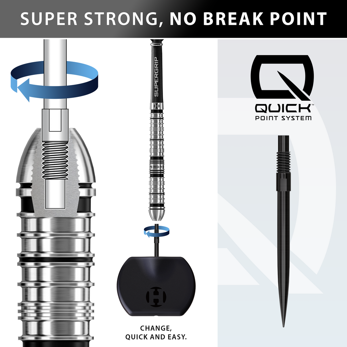 Harrows Supergrip QP Darts - Steel Tip - 90% Tungsten
