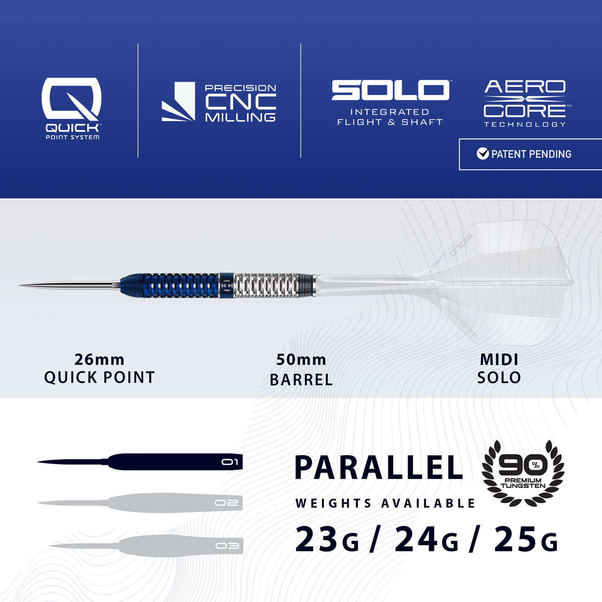 Harrows Geo Darts - Steel Tip - 90% Tungsten - Geo 01