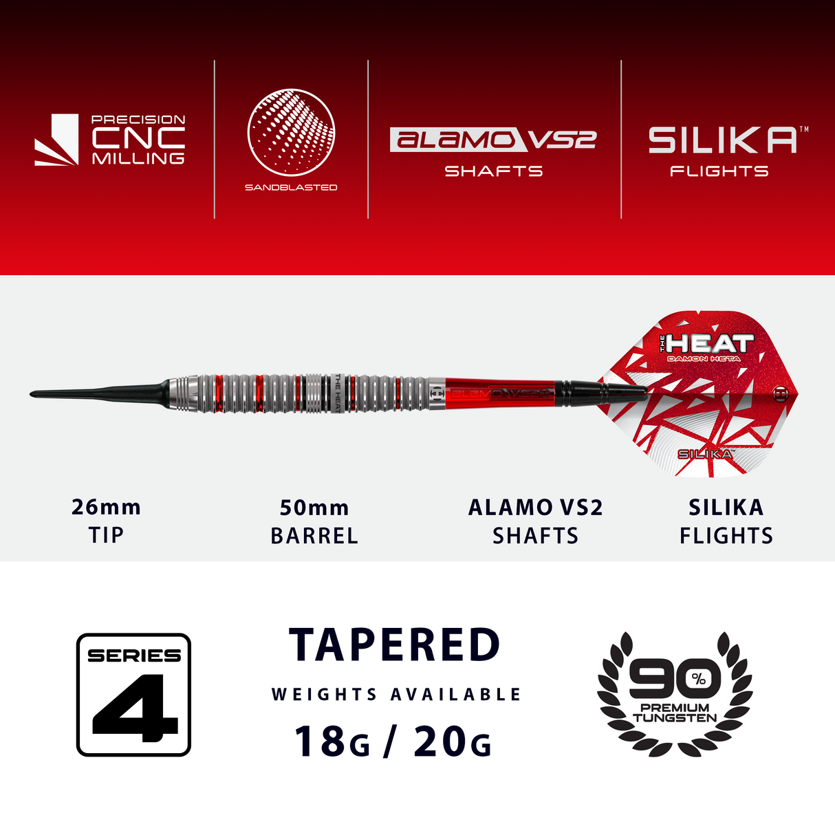 Harrows Damon Heta Darts - Soft Tip - 90% Tungsten - Series 4
