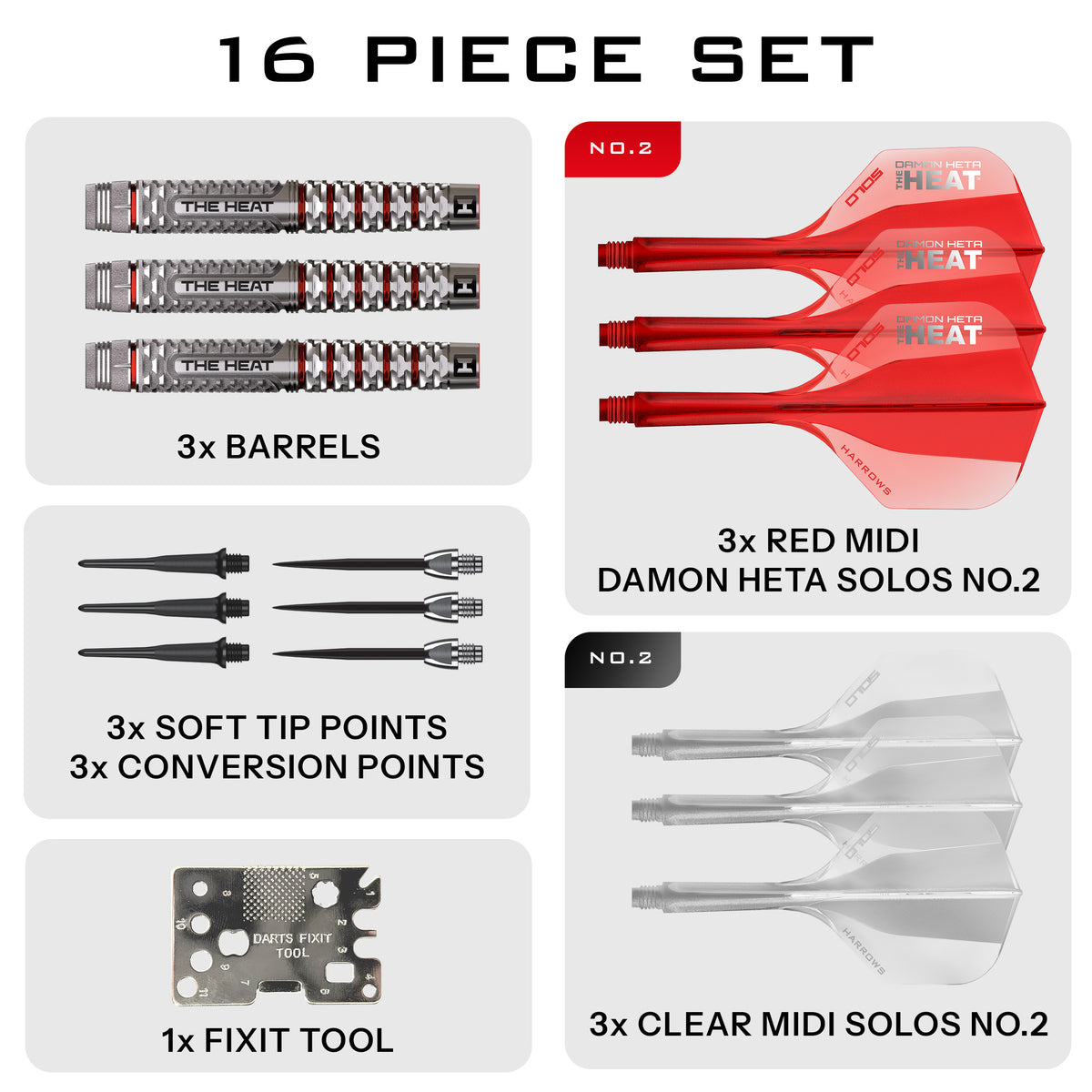 Harrows Damon Heta Darts - Soft Tip - 90% Tungsten - Geo
