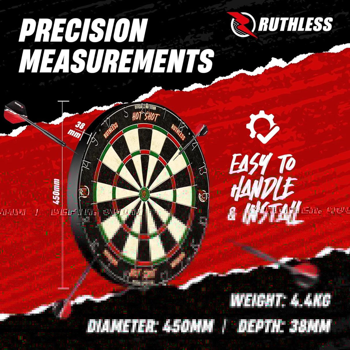 Ruthless Animal Home Darts Centre - Hotshot Dartboard in Cabinet - Gorilla