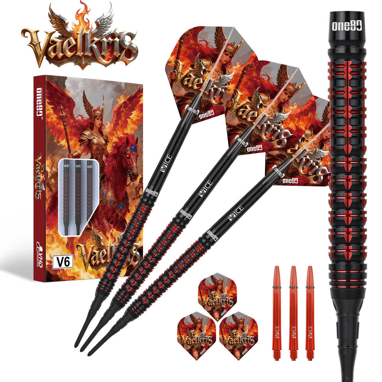 One80 Vaelkris Darts - Soft Tip - 90% Tungsten - V06