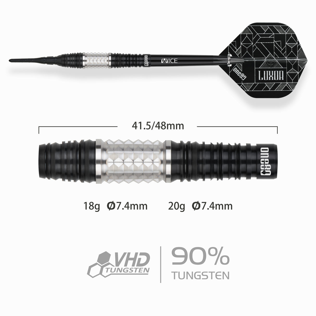 One80 Luxor II Darts - Soft Tip -90% Tungsten - Theta