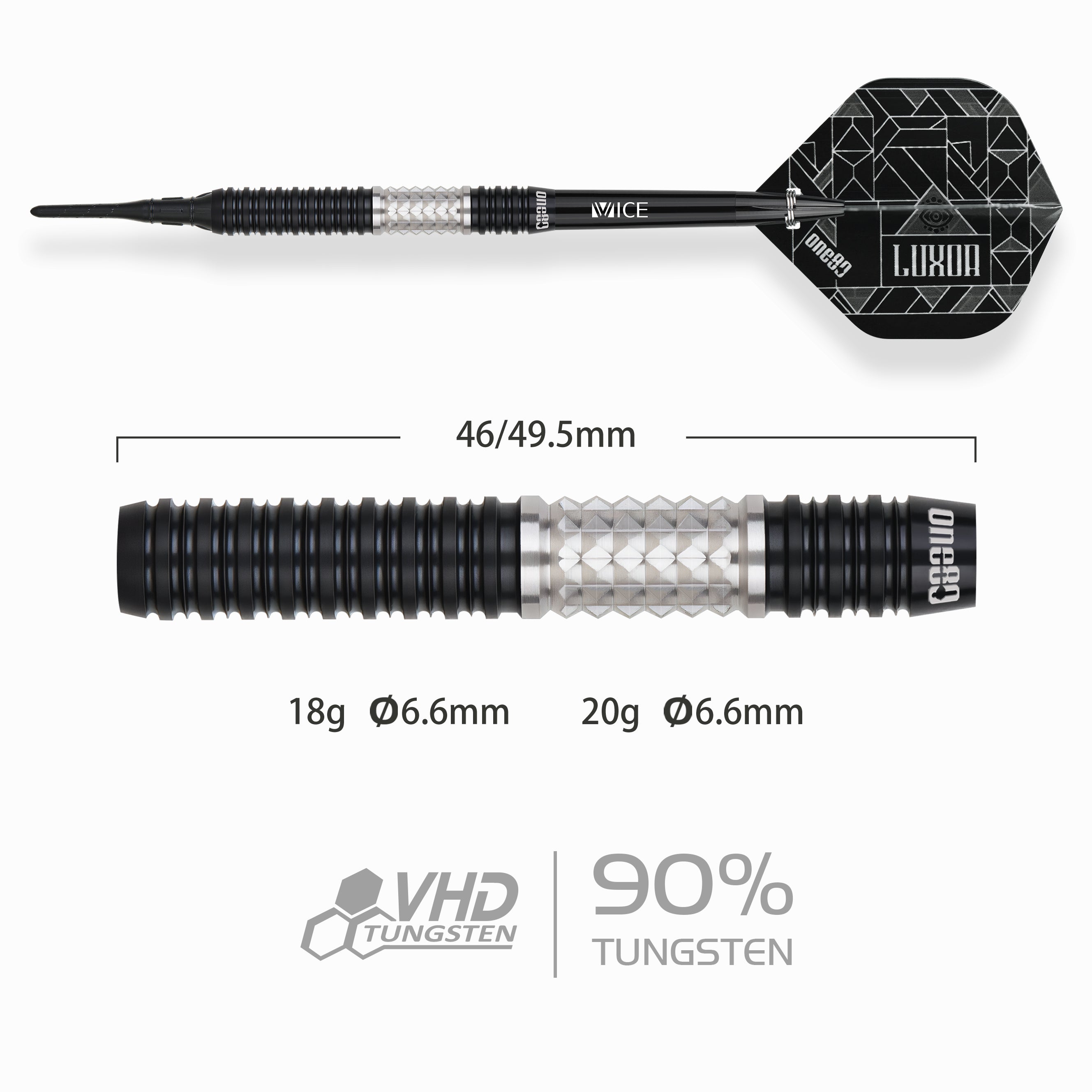 One80 Luxor II Darts - Soft Tip -90% Tungsten - Iota