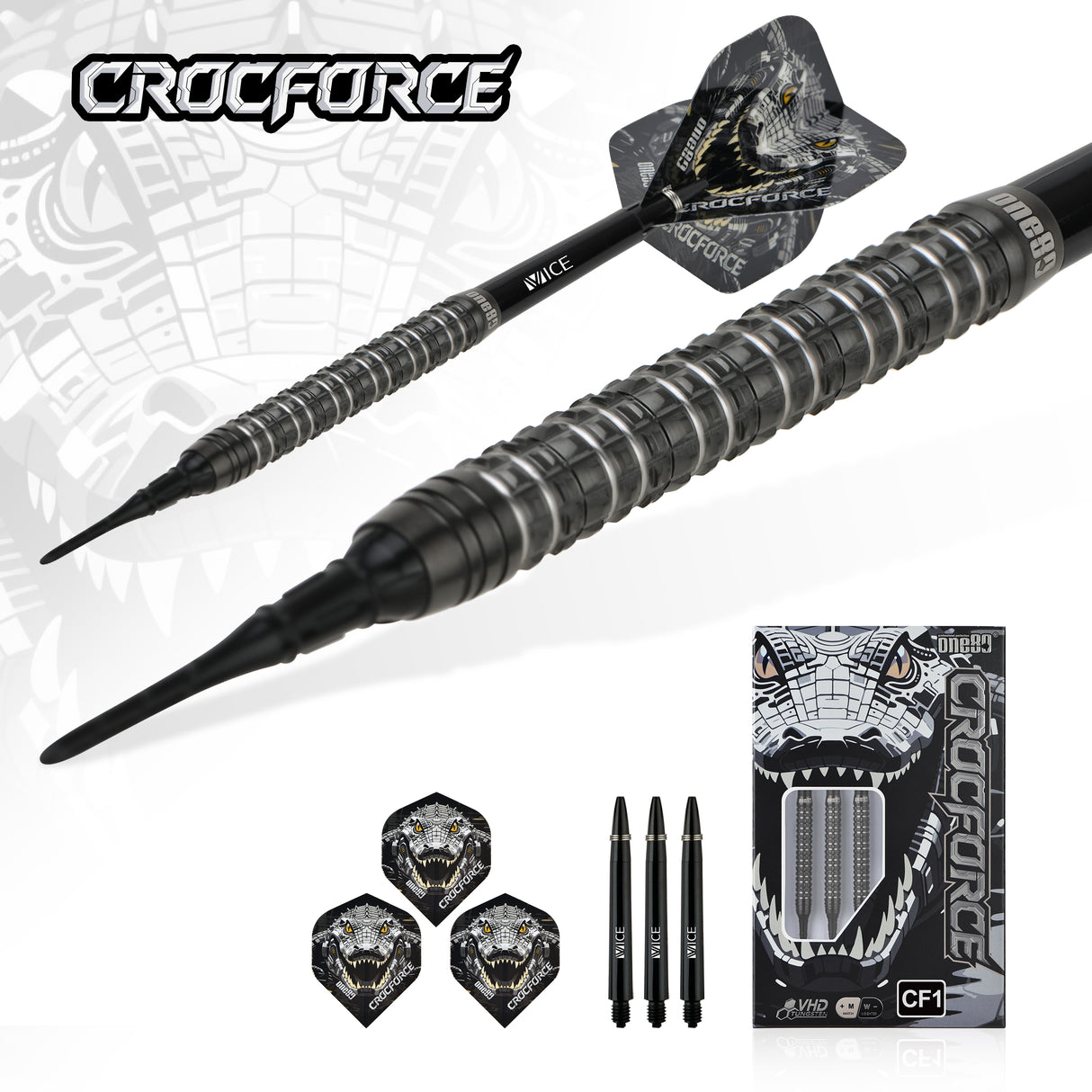 One80 Crocforce Darts - Soft Tip - 90% Tungsten - CF1