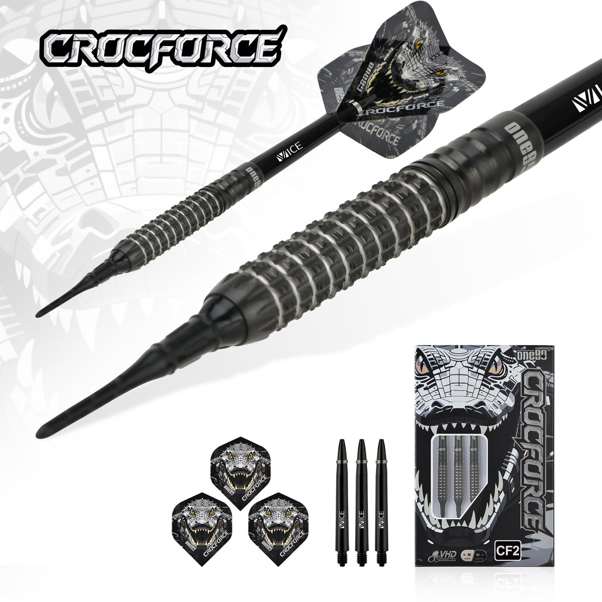 One80 Crocforce Darts - Soft Tip - 90% Tungsten - CF2