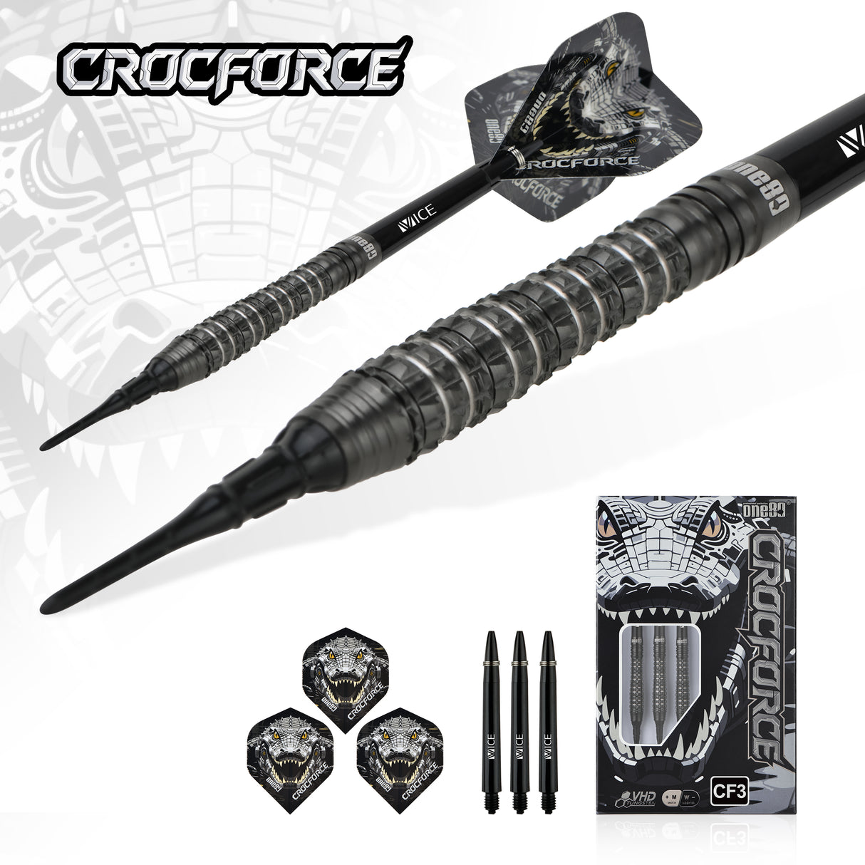 One80 Crocforce Darts - Soft Tip - 90% Tungsten - CF3