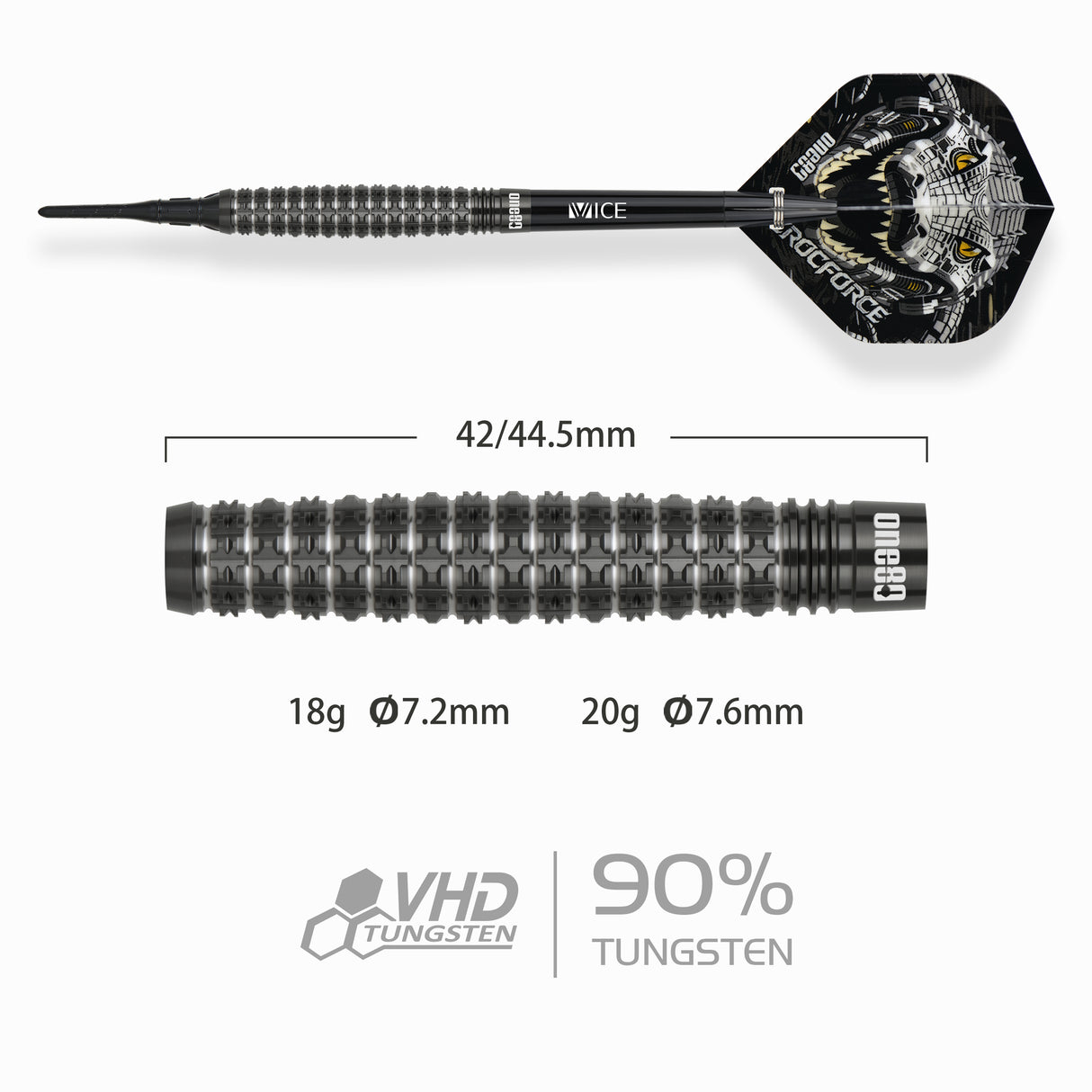 One80 Crocforce Darts - Soft Tip - 90% Tungsten - CF4