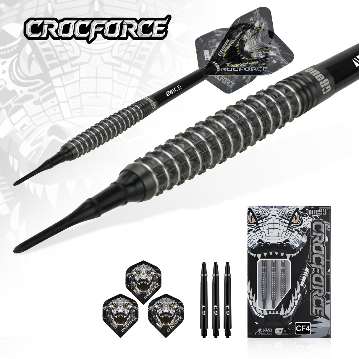 One80 Crocforce Darts - Soft Tip - 90% Tungsten - CF4