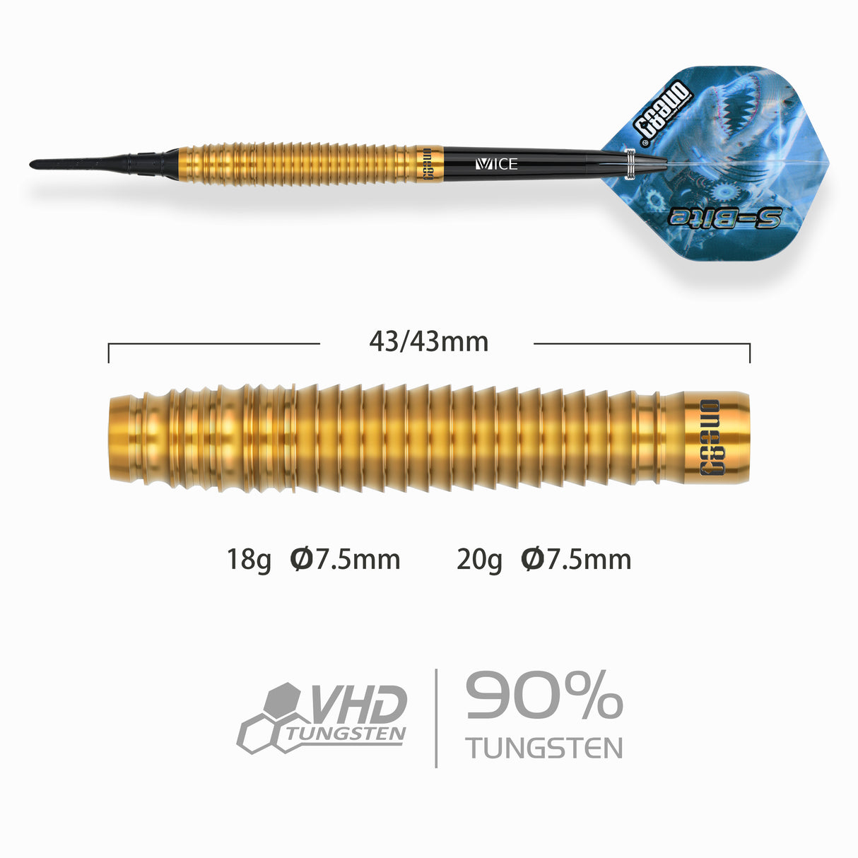 One80 S-Bite Darts - Soft Tip - 90% Tungsten - S-B2