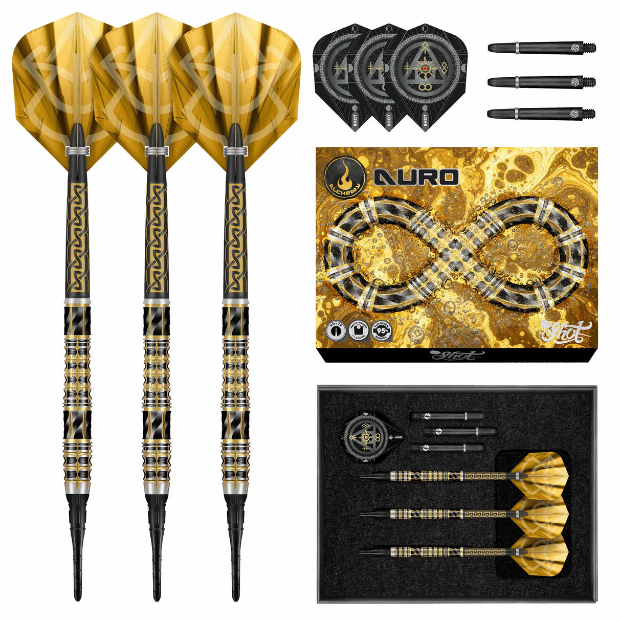 Shot Alchemy Darts - Soft Tip - 95% Tungsten - Auro