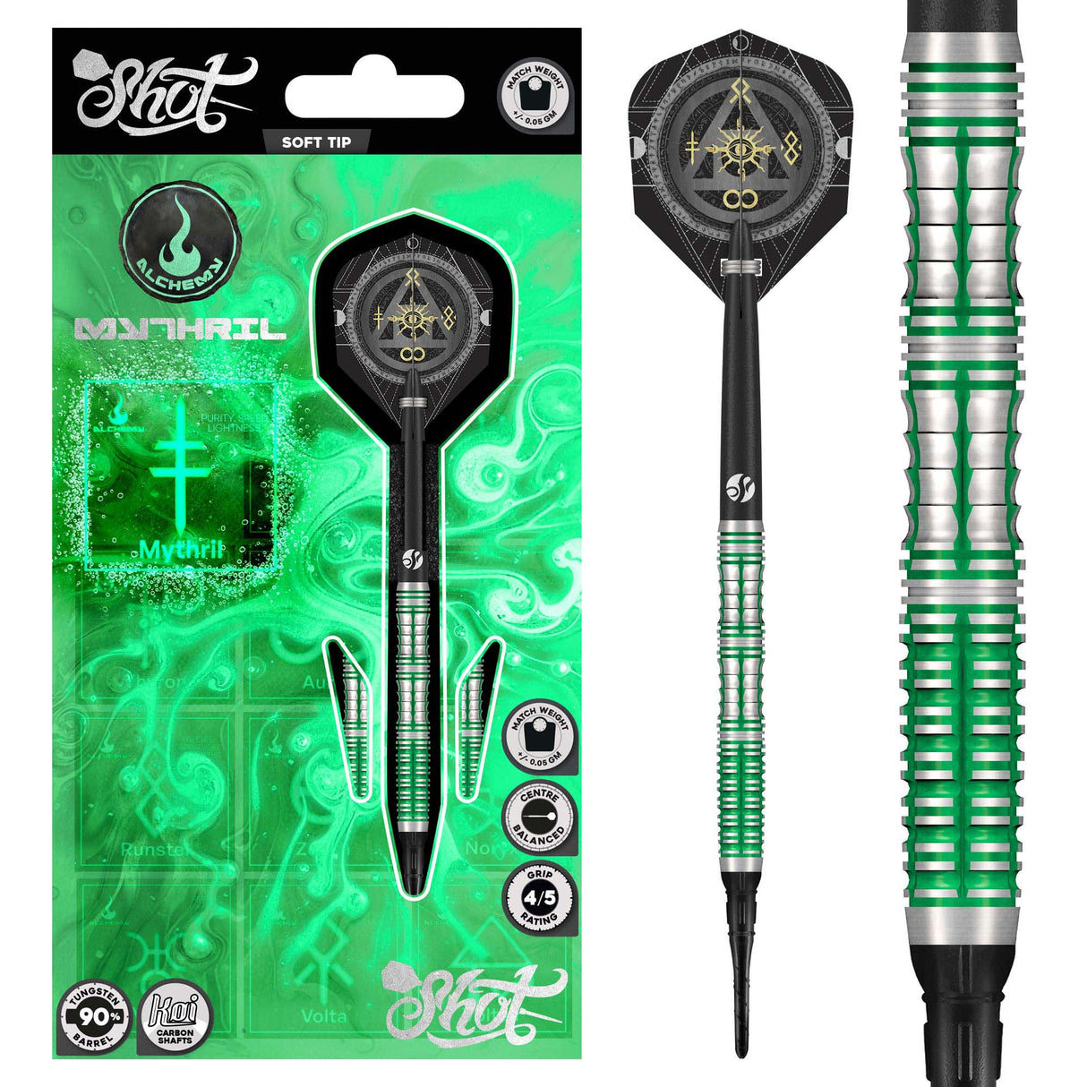 Shot Alchemy Darts - Soft Tip - 90% Tungsten - Mythril