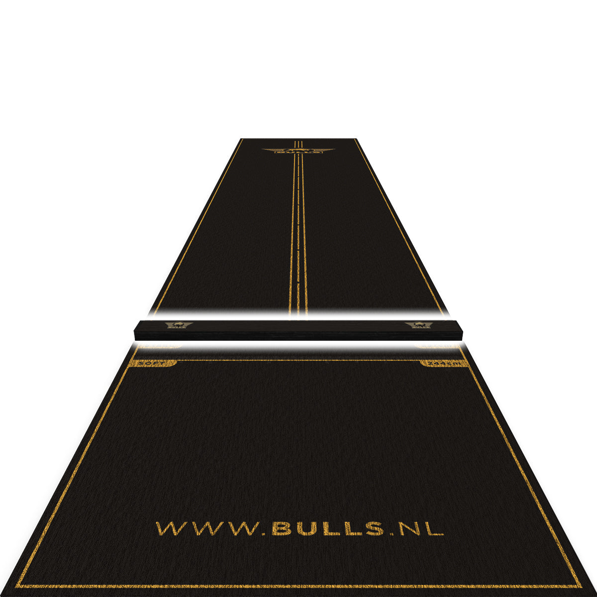 Bulls Advantage Carpet Dart Mat - with oche - Black  & Gold - 300 x 85cm