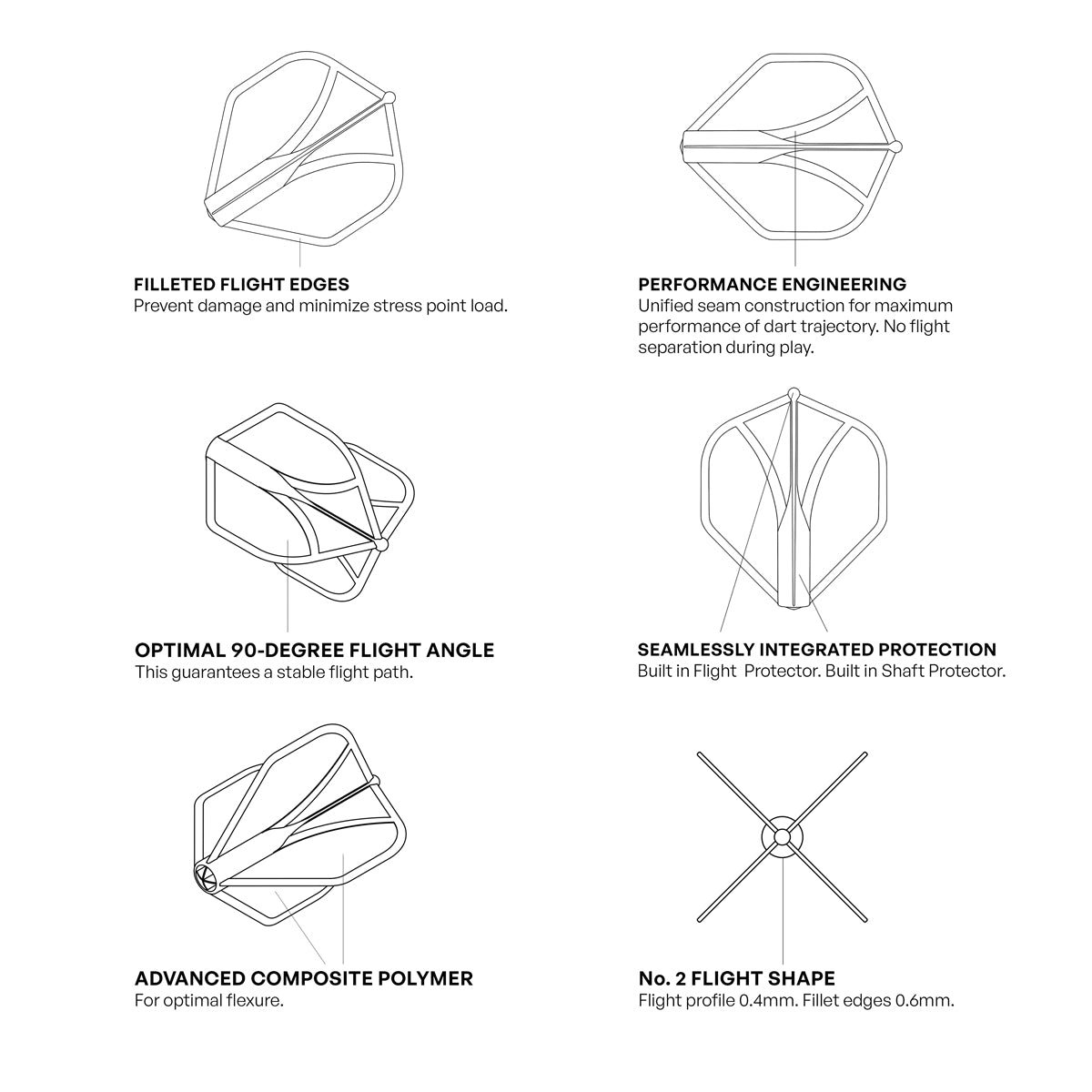 Shot Airfoil Dart Flights - Moulded Flight - Standard