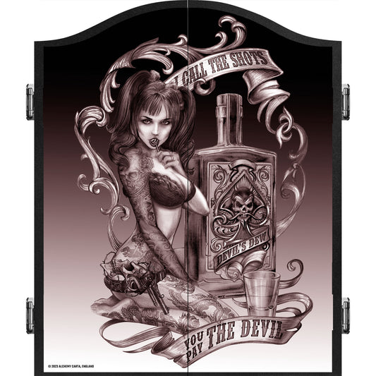 Alchemy Dartboard Cabinet - Official Licensed - Professional Design - Black - Devils Dew