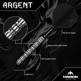Mission Argent Darts - Steel Tip - 90% Tungsten - Silver