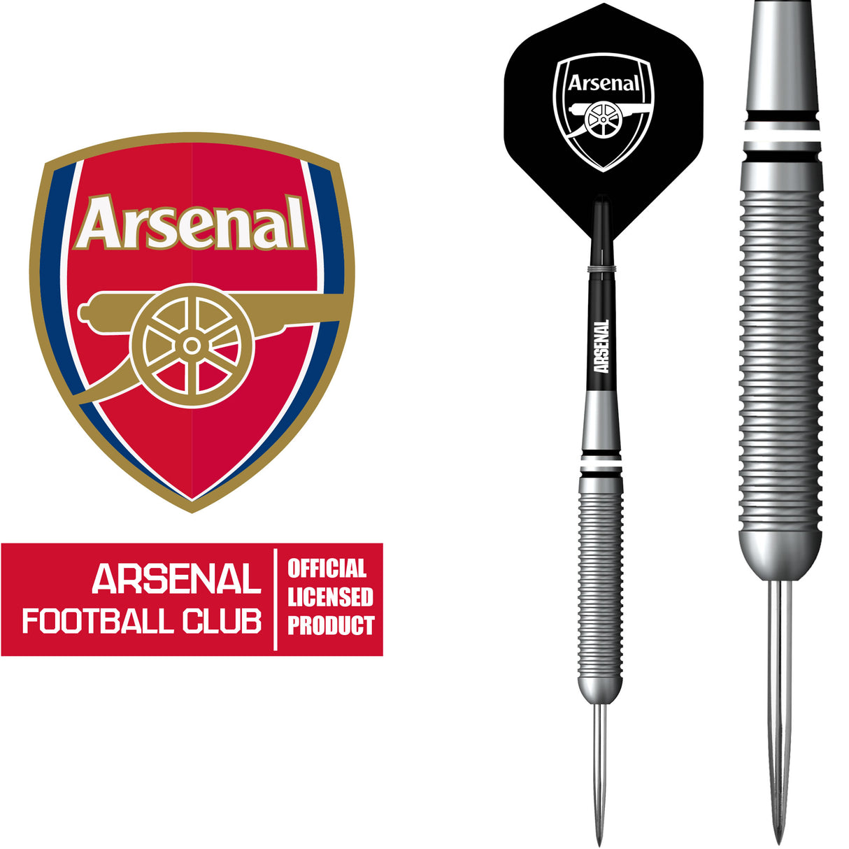 Arsenal FC Darts - Steel Tip Brass - Official Licensed - The Gunners - 22g