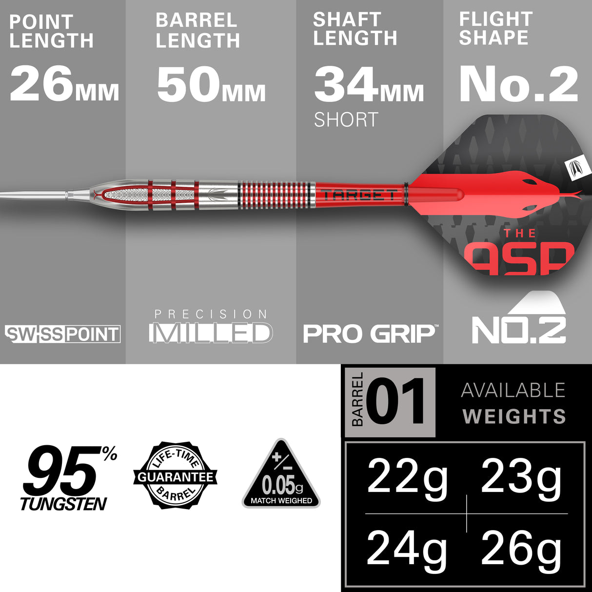 Target Nathan Aspinall Darts - Steel Tip - 95% Tungsten - G2