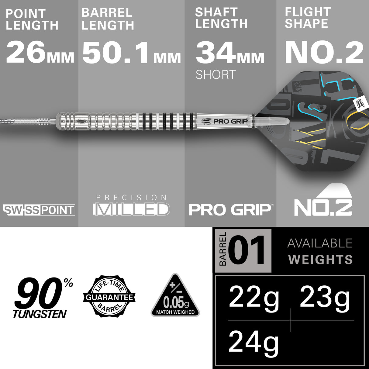 Target Chris Dobey Darts - Steel Tip - 90% Tungsten